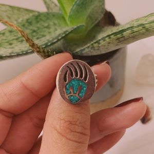 Native American sterling silver bear claw ring